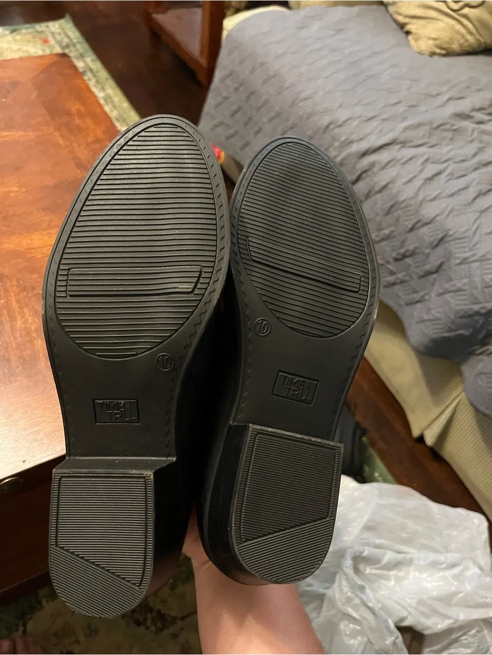 Time and Tru Black Ankle Booties with Side Zip